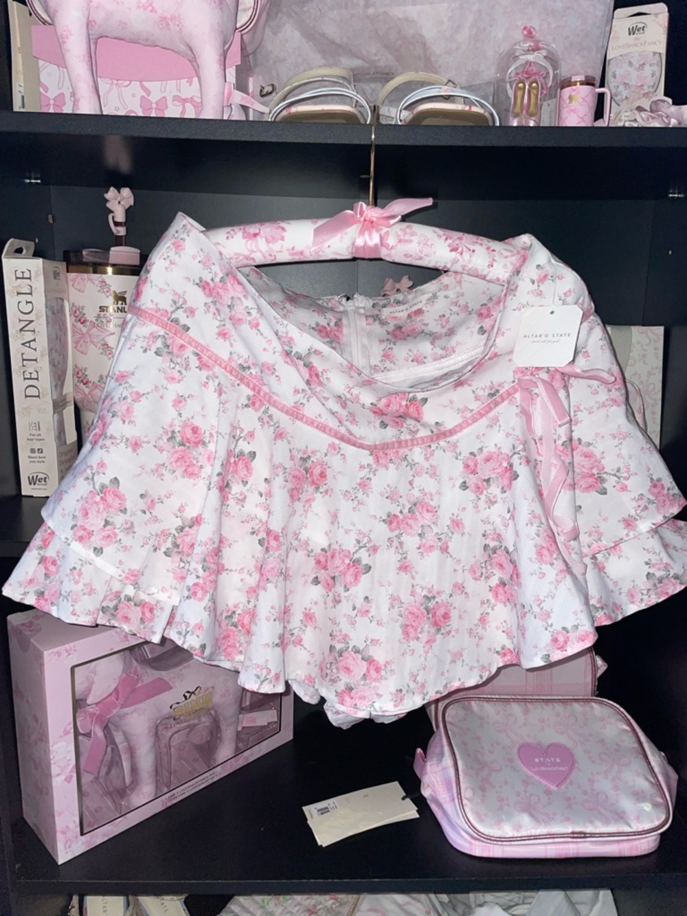 Altar’d State floral pink Mayer mini skirt